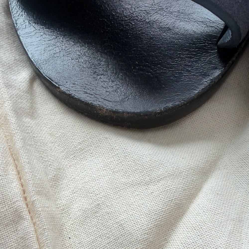 MERCEDES CASTILLO Navy Suede Open-Toe Slide Mules - Picture 8 of 8